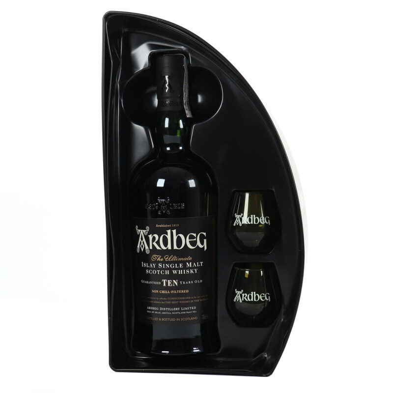 Ardbeg 10 Year Old Single Malt Whisky & Glasses Set - Image 3