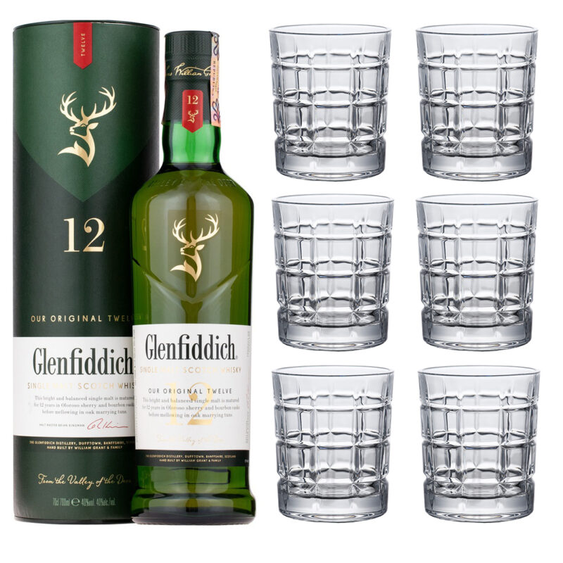 Glenfiddich 12 Year Old Single Malt with set of 6 Whisky Tumblers - Image 2