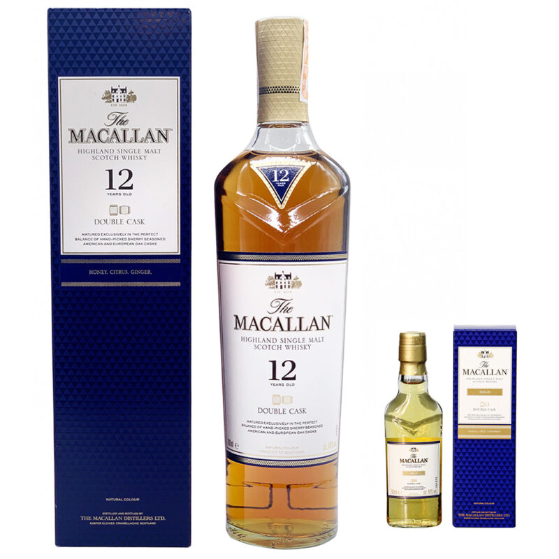 Macallan 12 Year Old Double Cask and Miniature 50ml Gold Double Cask Bundle - Image 2