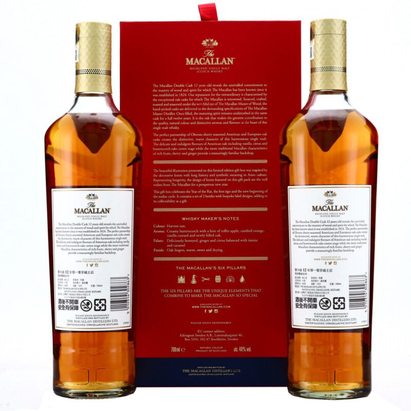 Macallan 12 Year Double Cask 2 x700ml Year of the Rat - Image 3