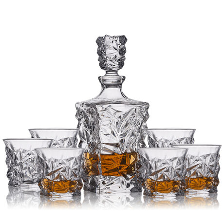 Whisky Decanter with 6 Tumblers Glass Rocco Set